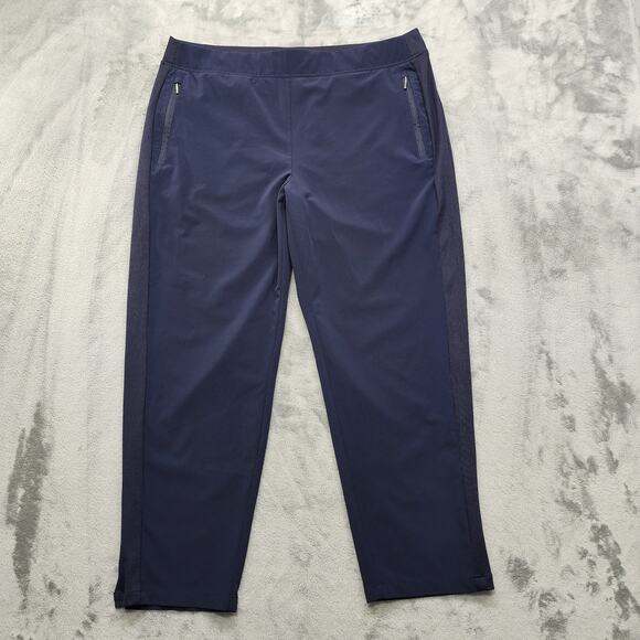 Chico’s Zenergy Pants Womens 3R / 16R Blue UPF Ribbed Side Ankle Zip Pockets - Picture 1 of 13
